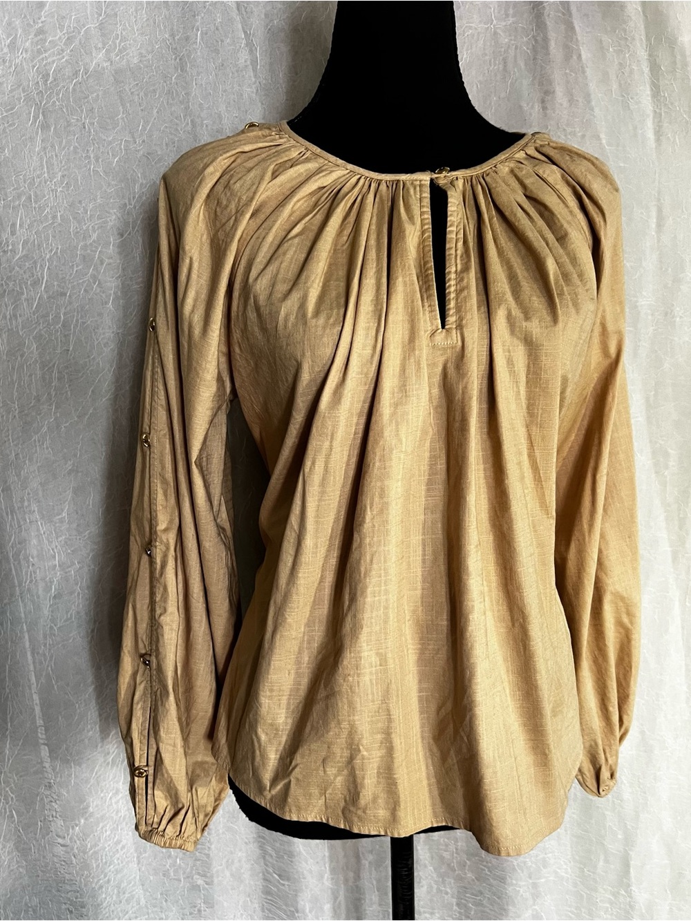 LOFT Light Tan flowy blouse balloon sleeve